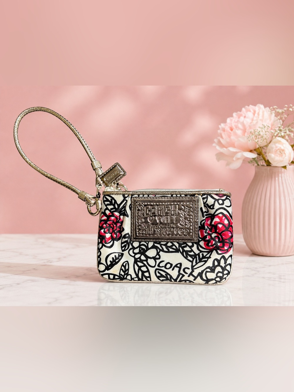 COACH Poppy Sateen Small Wristlet